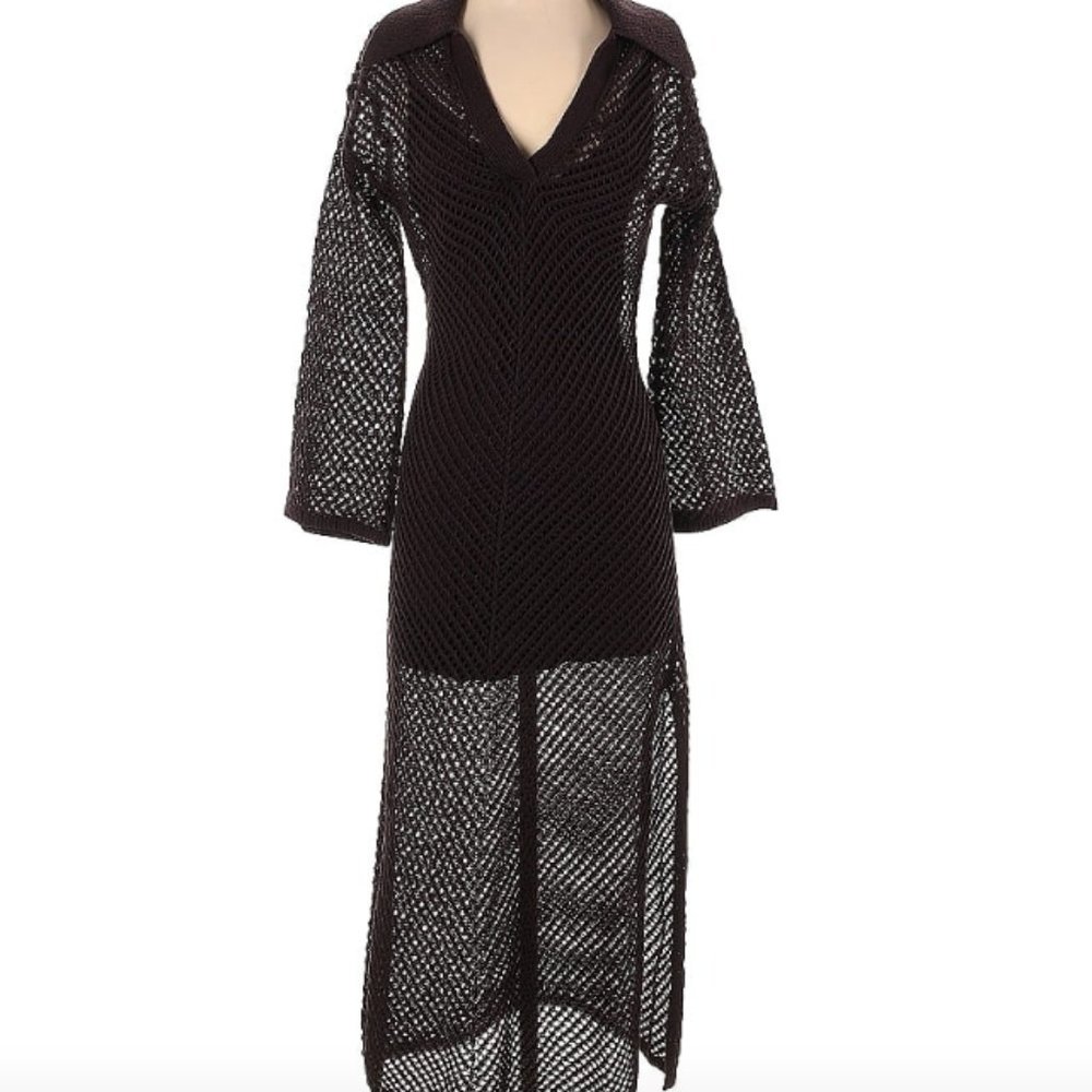 NWT A.L.C. Freya Brown Crochet Midi Dress in Chocolate